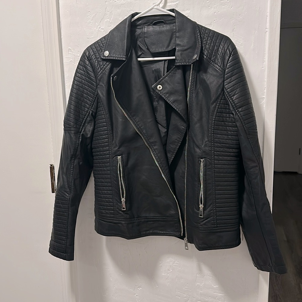 Women’s faux leather moto jacket